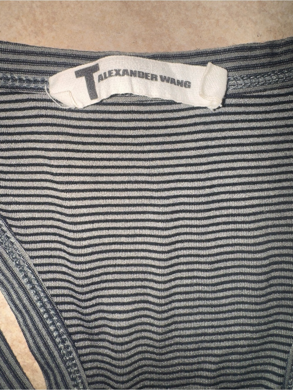 Alexander Wang Gray Micro-Striped Racerback Tank - Picture 3 of 9